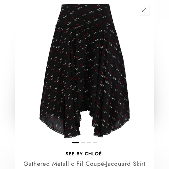 ISO See by Chloé Gathered Metallic Fil Coupé-Jacquard Skirt - Picture 1 of 2